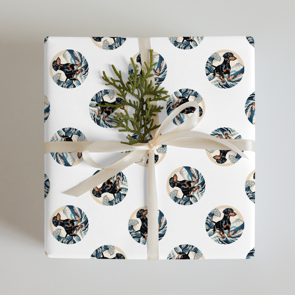 PugMug Custom Black Dachshund Wrapping Paper