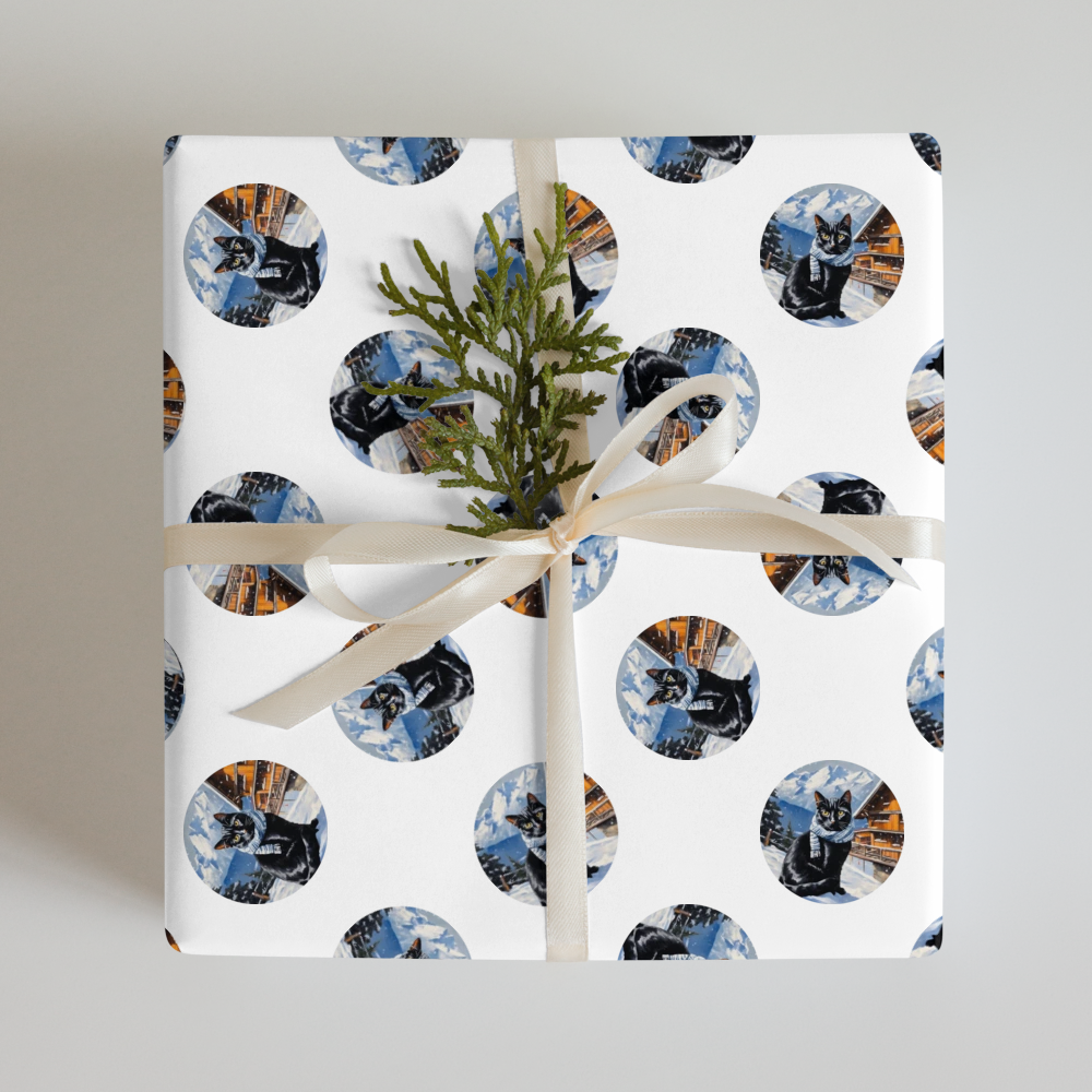 PugMug Custom Black American Shorthair Cat Wrapping Paper