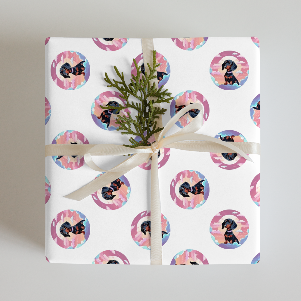 PugMug Custom Black Dachshund Wrapping Paper