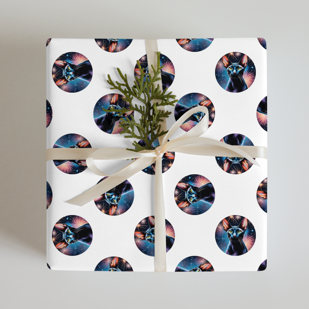 PugMug Custom Black Sphynx Cat Wrapping Paper