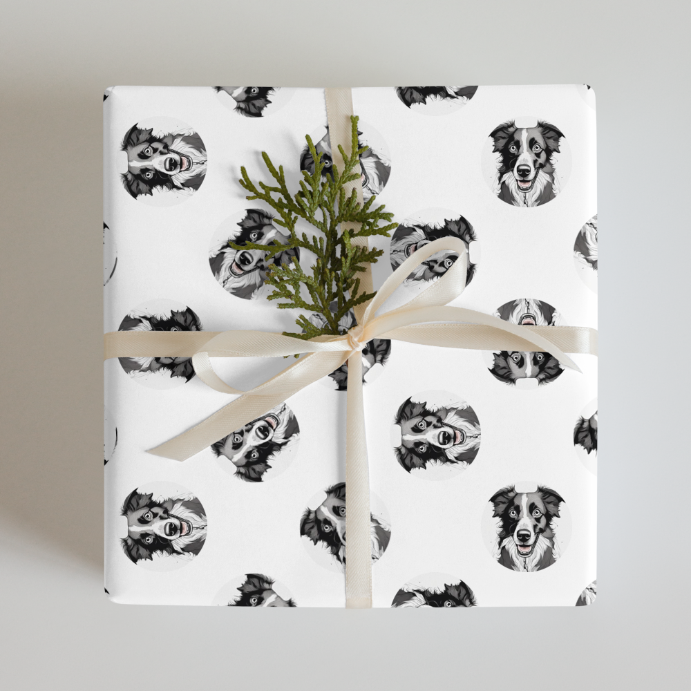 PugMug Custom Border Collie Wrapping Paper