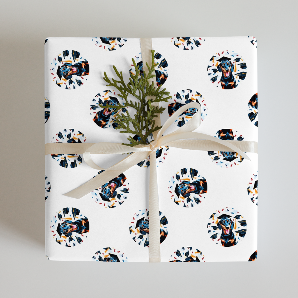 PugMug Custom Black Dachshund Wrapping Paper