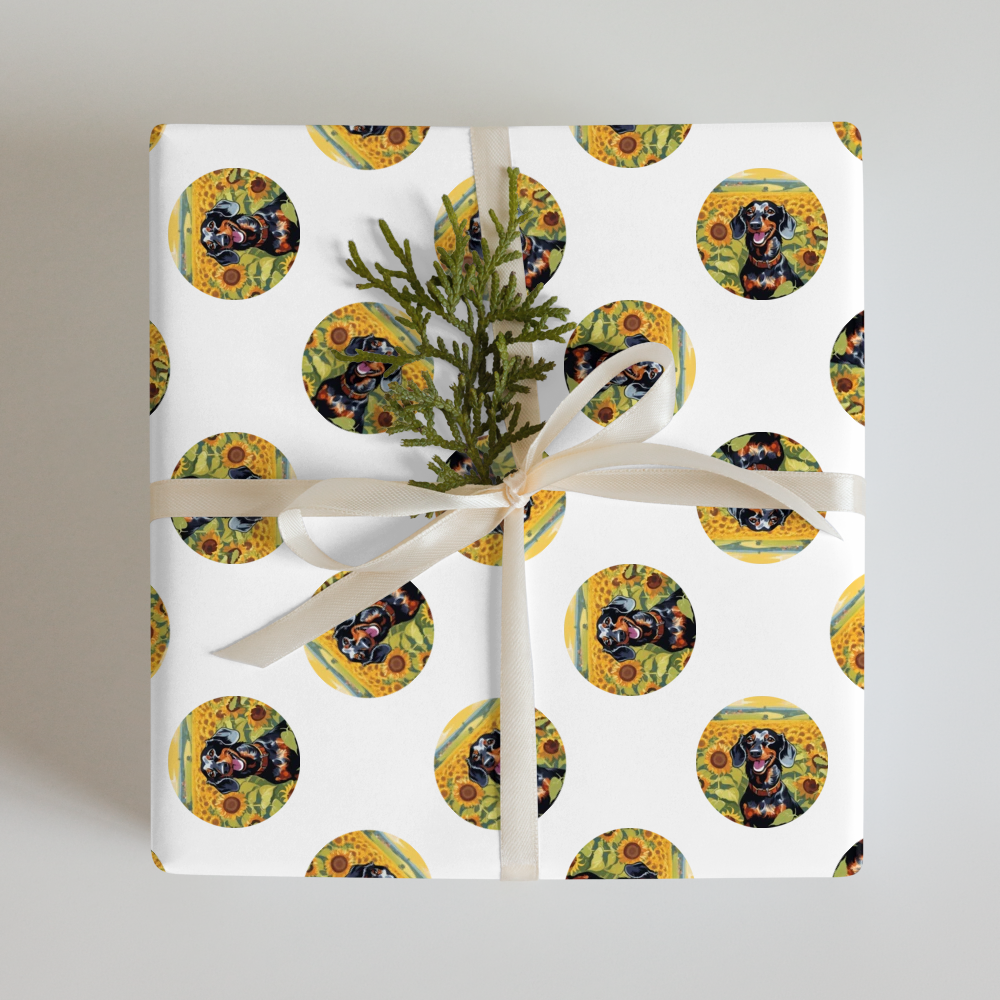 PugMug Custom Black Dachshund Wrapping Paper