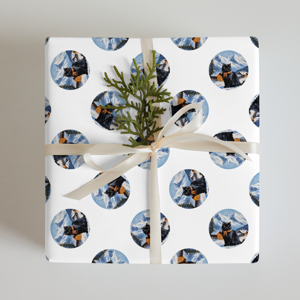 PugMug Custom Black Persian Cat Wrapping Paper