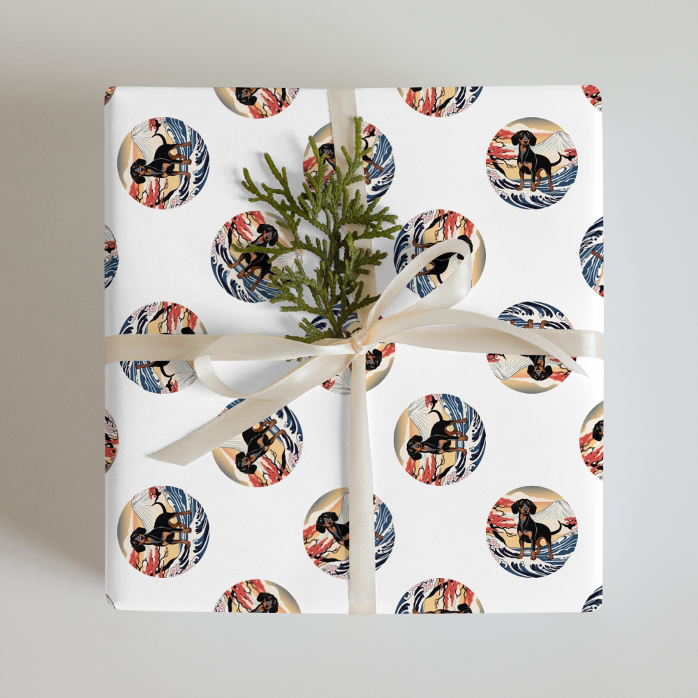 PugMug Custom Black Dachshund Wrapping Paper