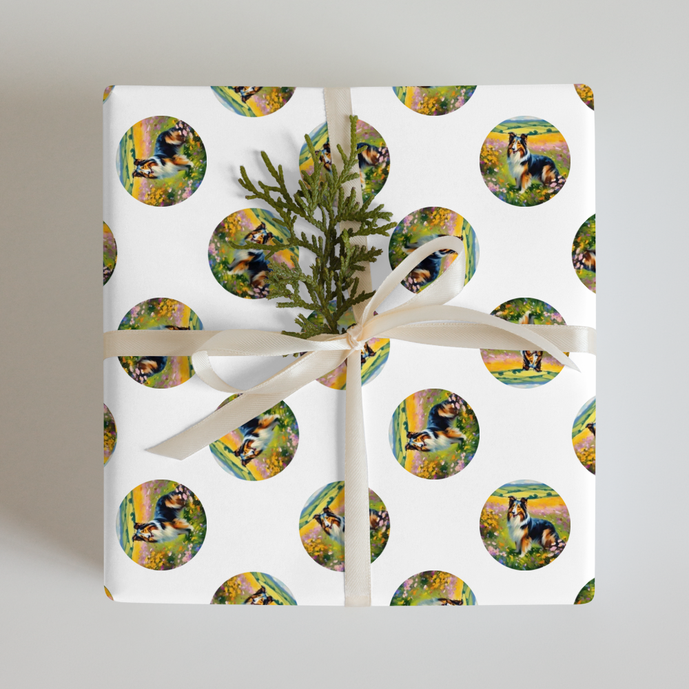 PugMug Custom Collie Wrapping Paper