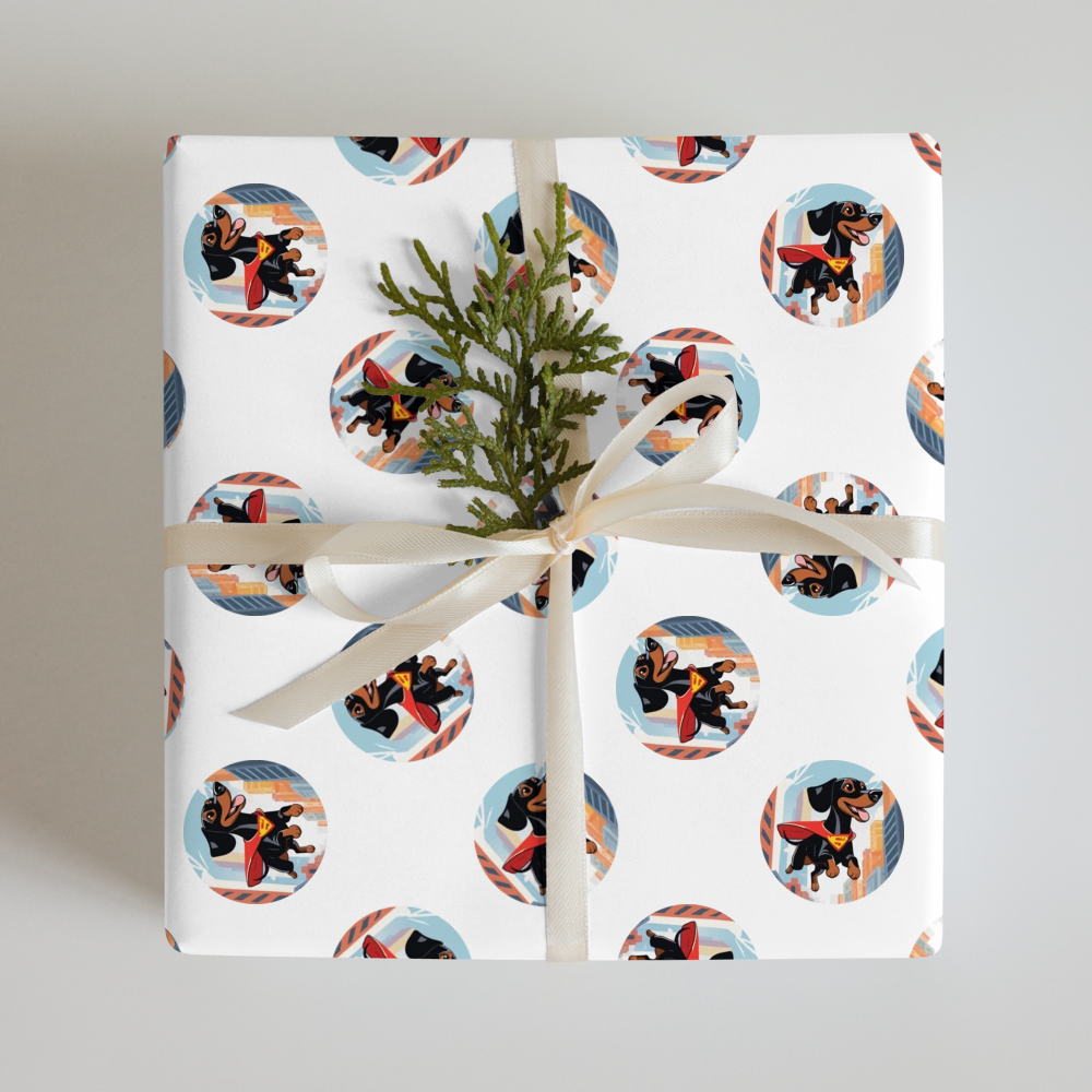 PugMug Custom Black Dachshund Wrapping Paper