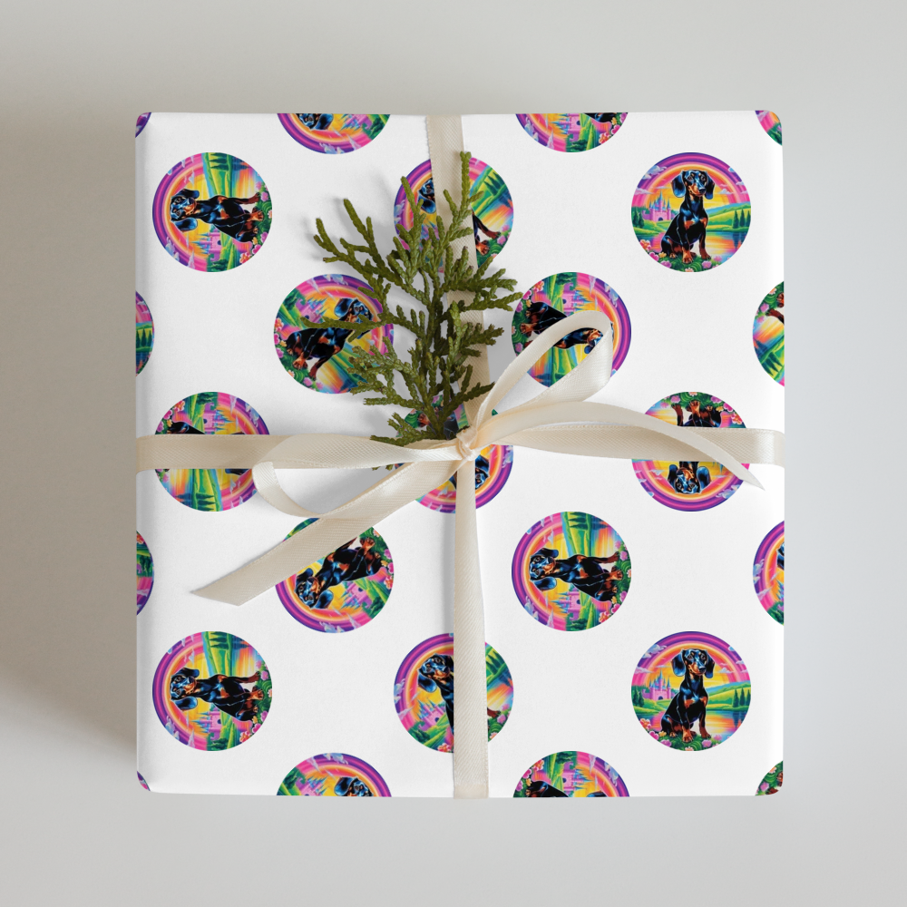 PugMug Custom Black Dachshund Wrapping Paper
