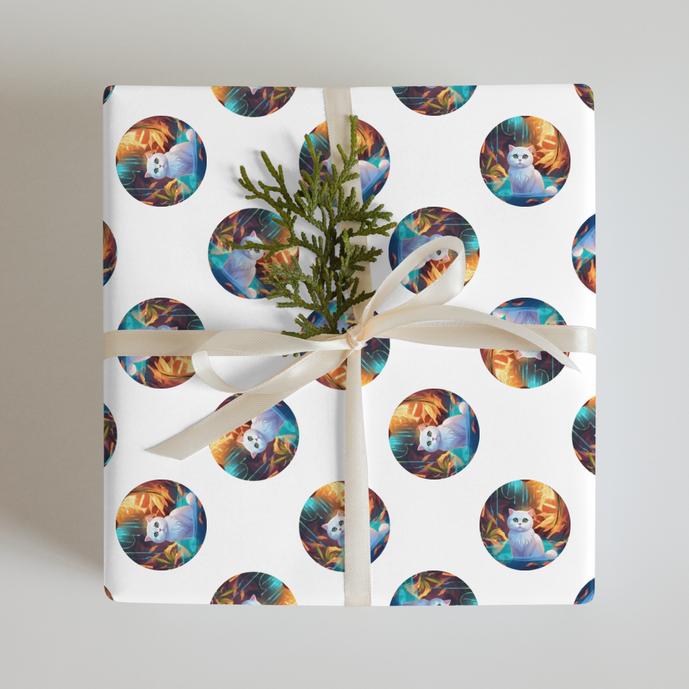 PugMug Custom White Scottish Fold Cat Wrapping Paper
