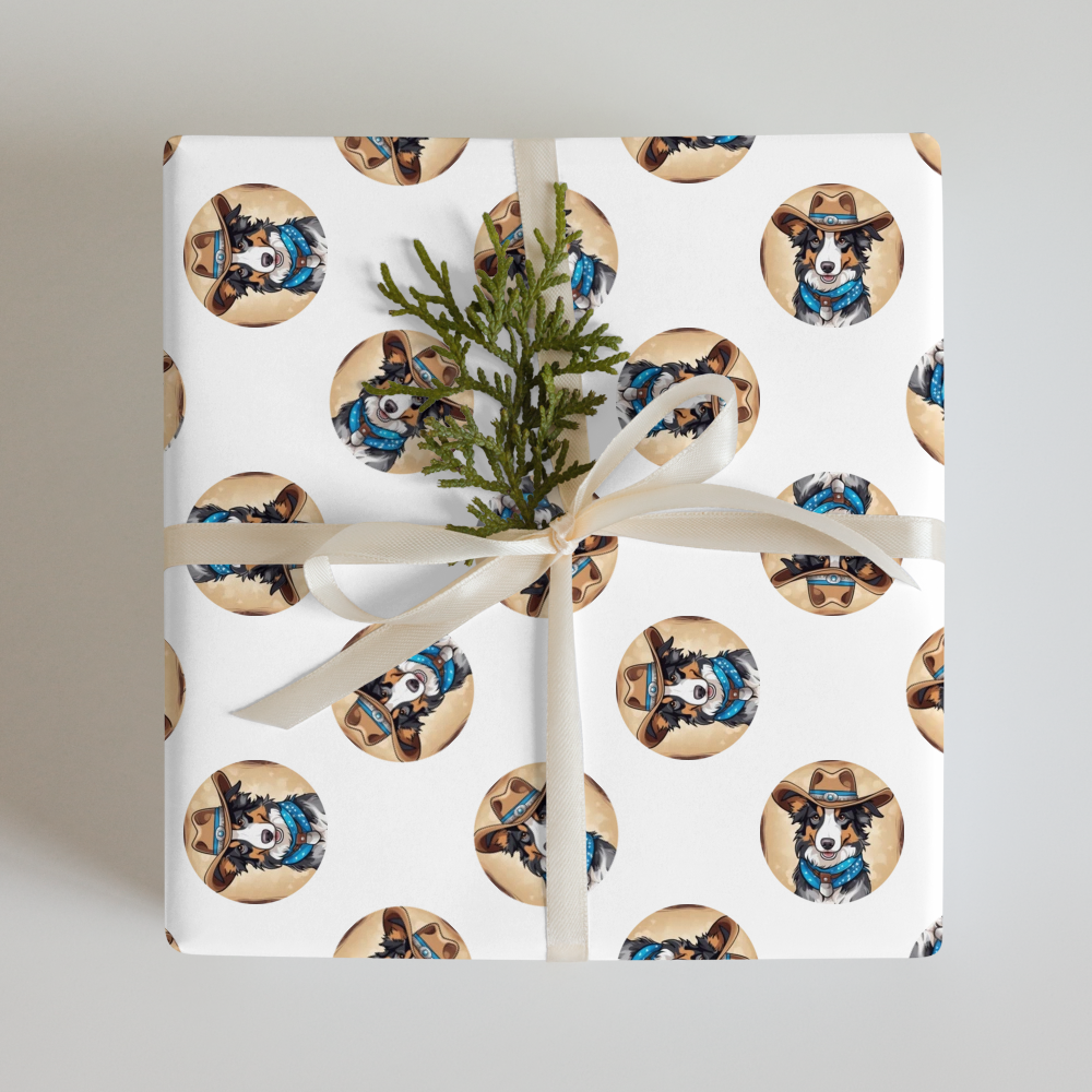 PugMug Custom Blue Merle Border Collie Wrapping Paper