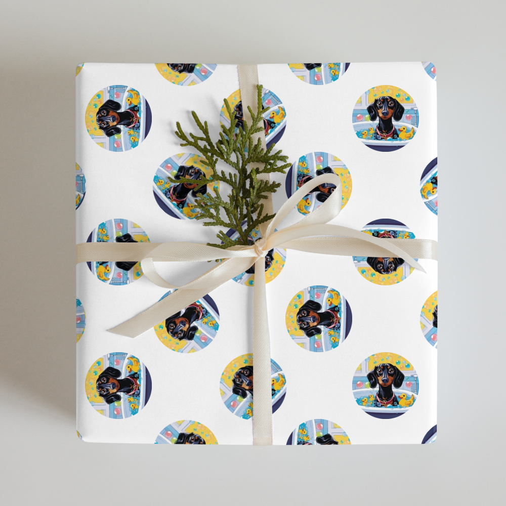 PugMug Custom Black Dachshund Wrapping Paper