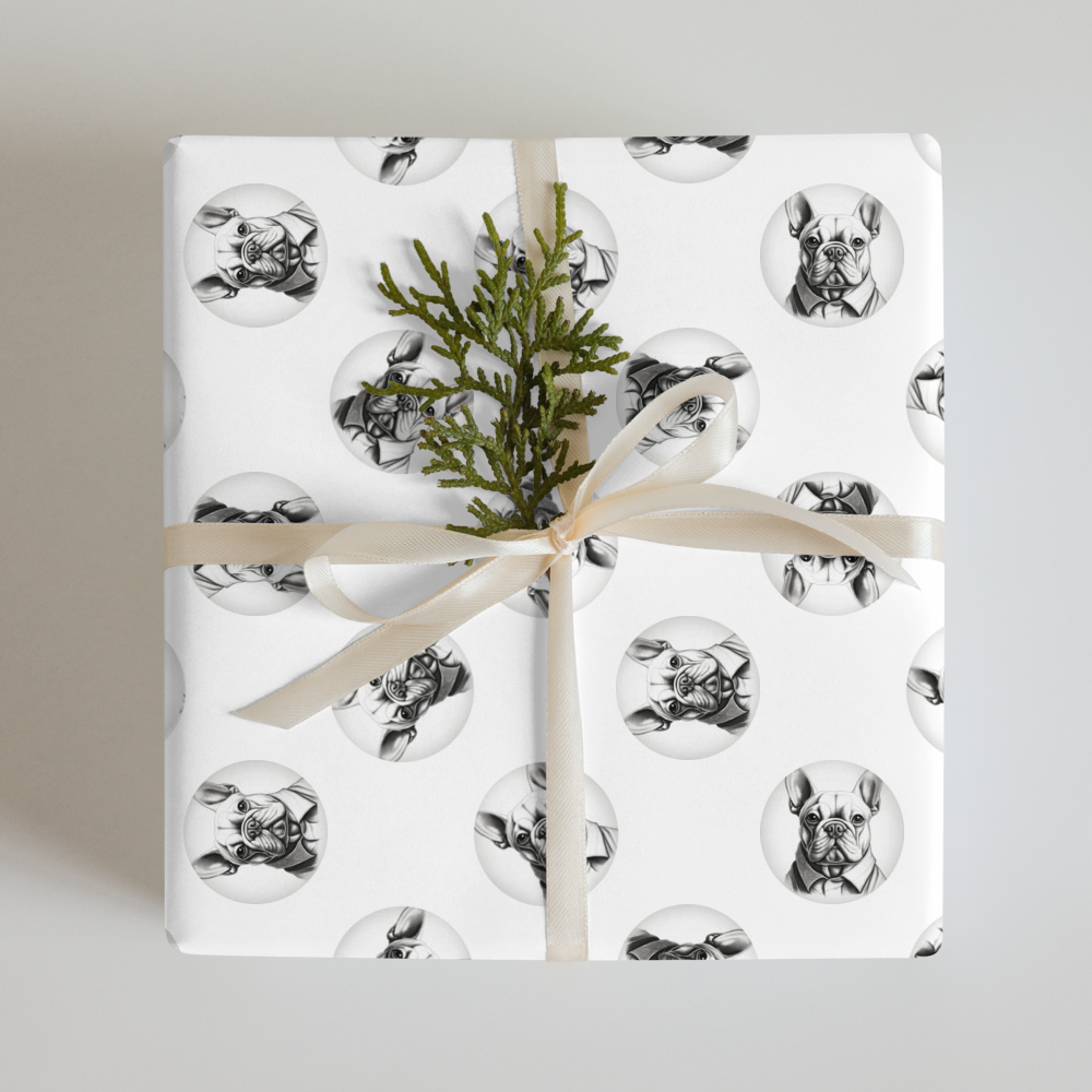 PugMug Custom White French Bulldog Wrapping Paper