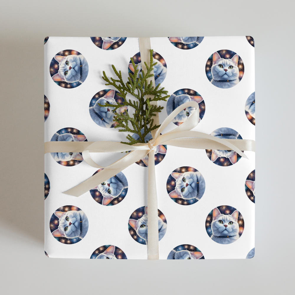 PugMug Custom White British Shorthair Cat Wrapping Paper