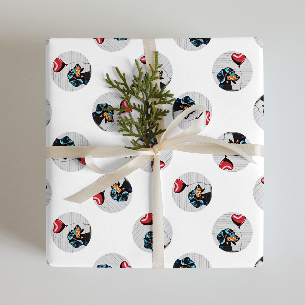PugMug Custom Black Dachshund Wrapping Paper