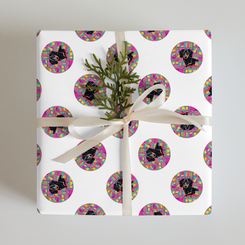 PugMug Custom Black Dachshund Wrapping Paper