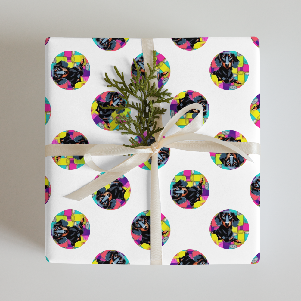 PugMug Custom Black Dachshund Wrapping Paper