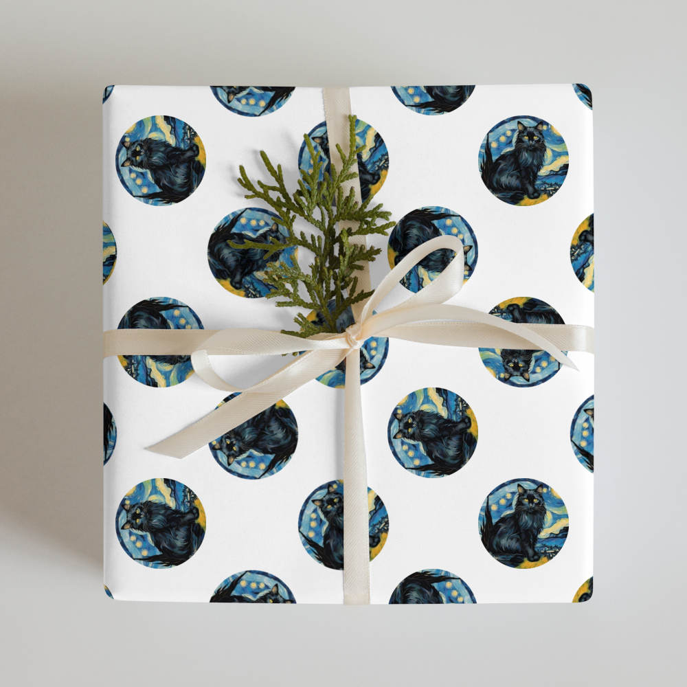 PugMug Custom Black Maine Coon Cat Wrapping Paper