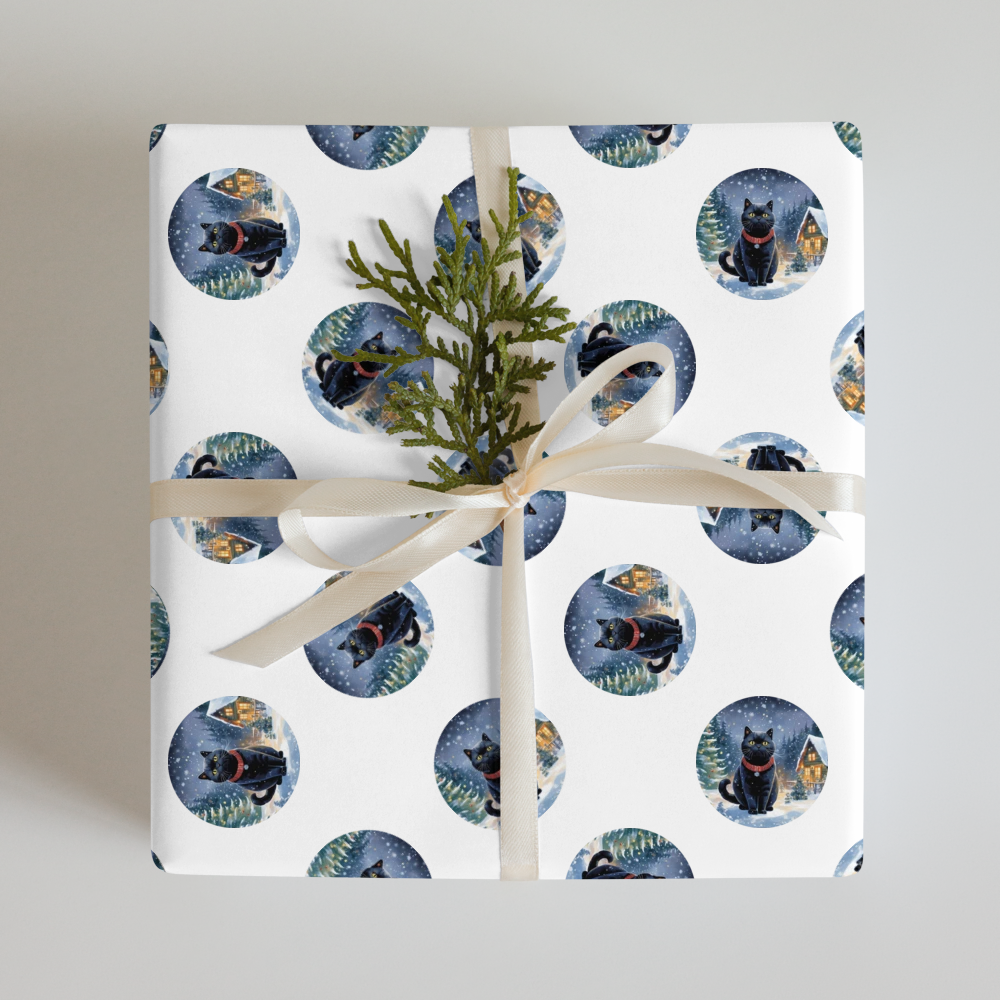 PugMug Custom Black British Shorthair Cat Wrapping Paper