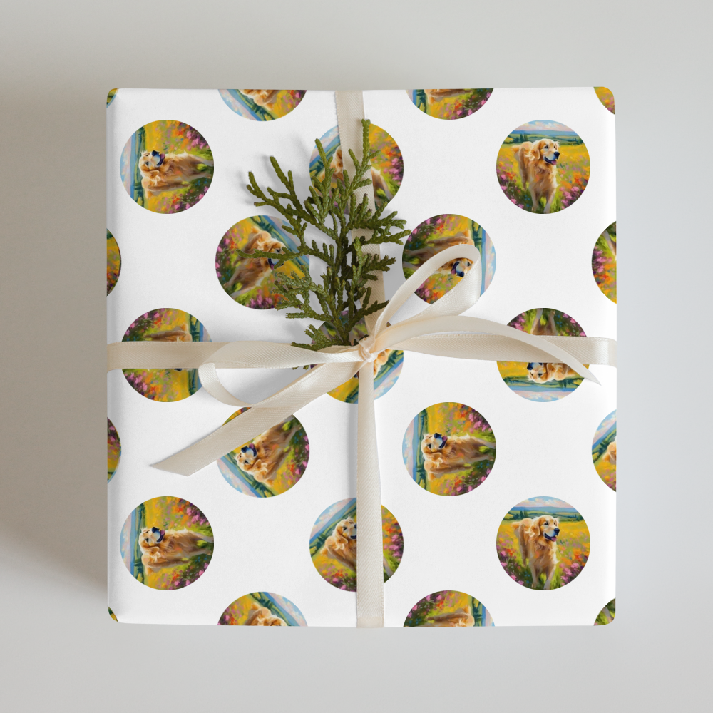 PugMug Custom Golden Retriever Wrapping Paper
