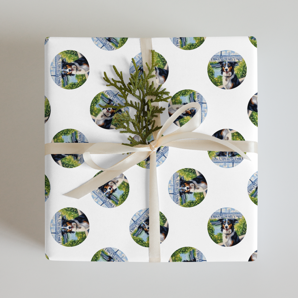 PugMug Custom Border Collie Wrapping Paper