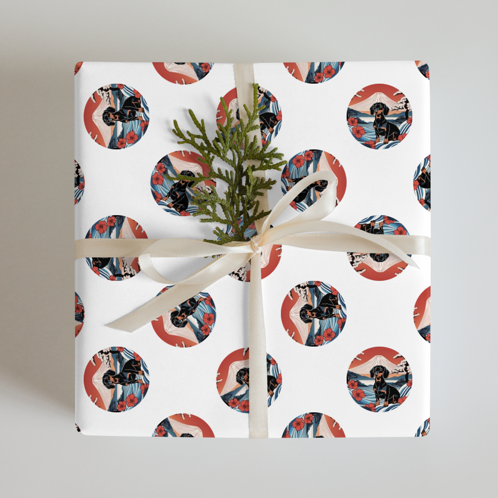 PugMug Custom Black Dachshund Wrapping Paper