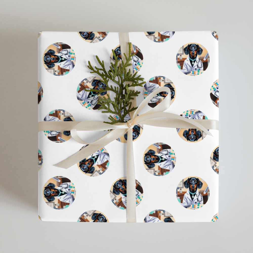 PugMug Custom Black Dachshund Wrapping Paper