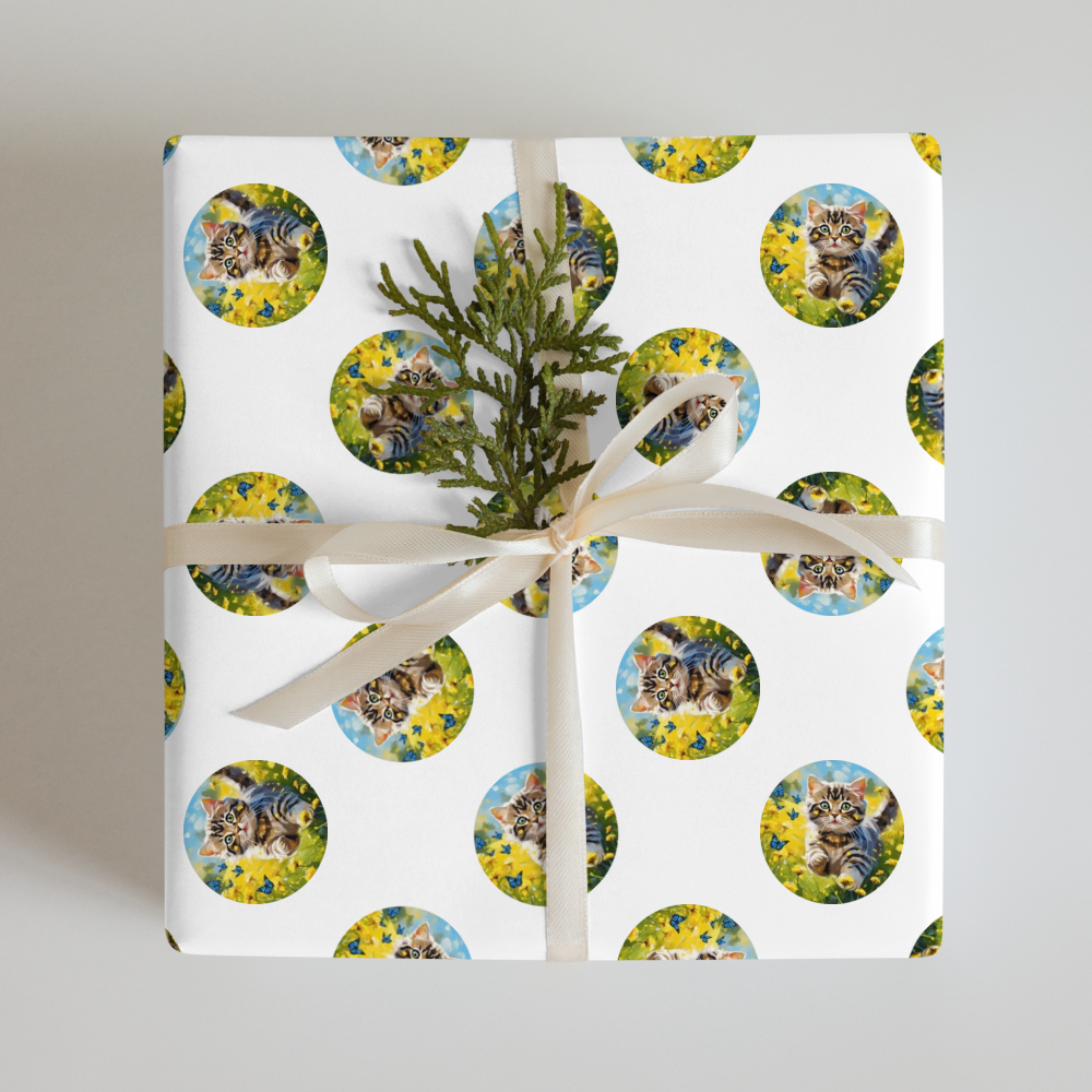 PugMug Custom Tabby Scottish Fold Cat Wrapping Paper