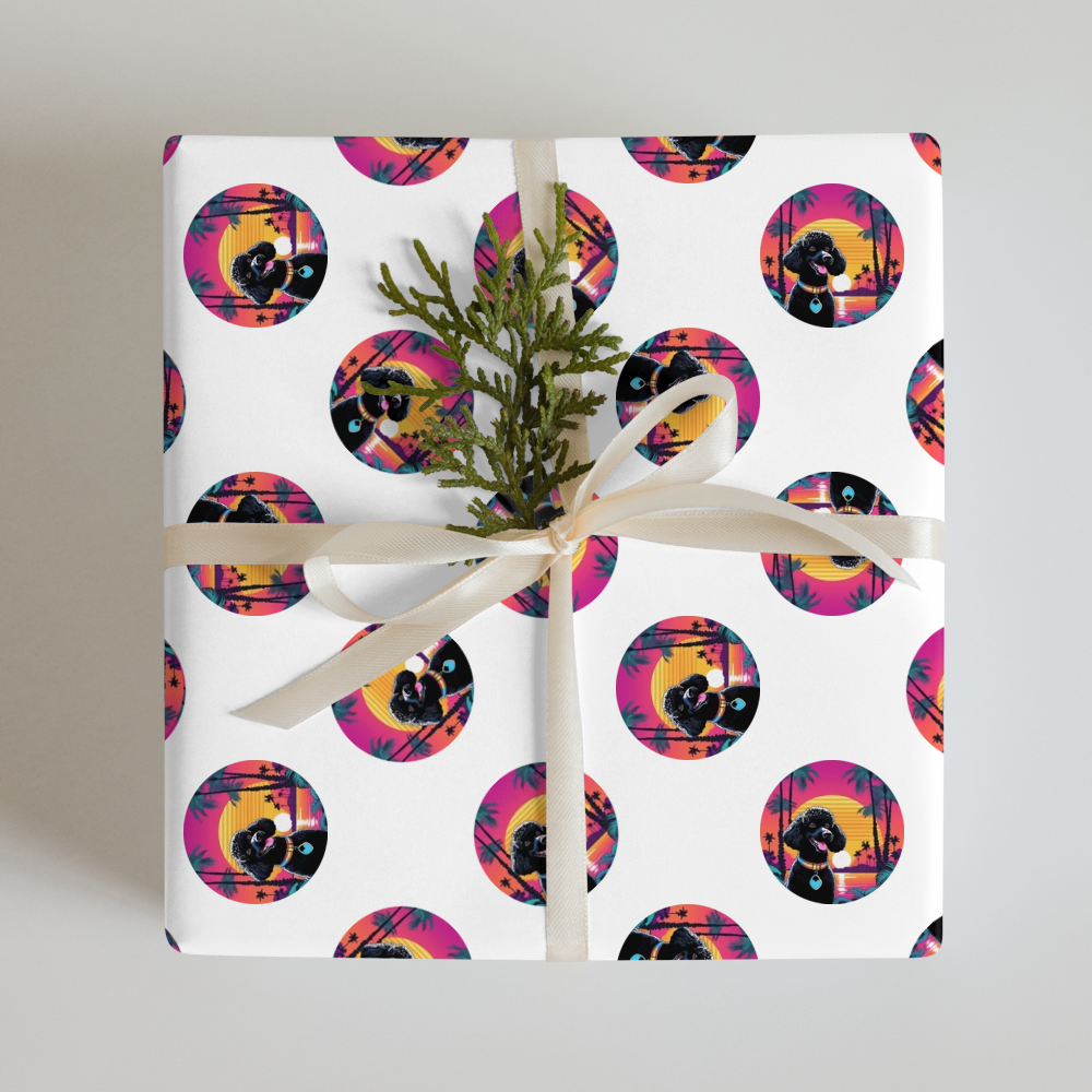PugMug Custom Black Poodle Wrapping Paper