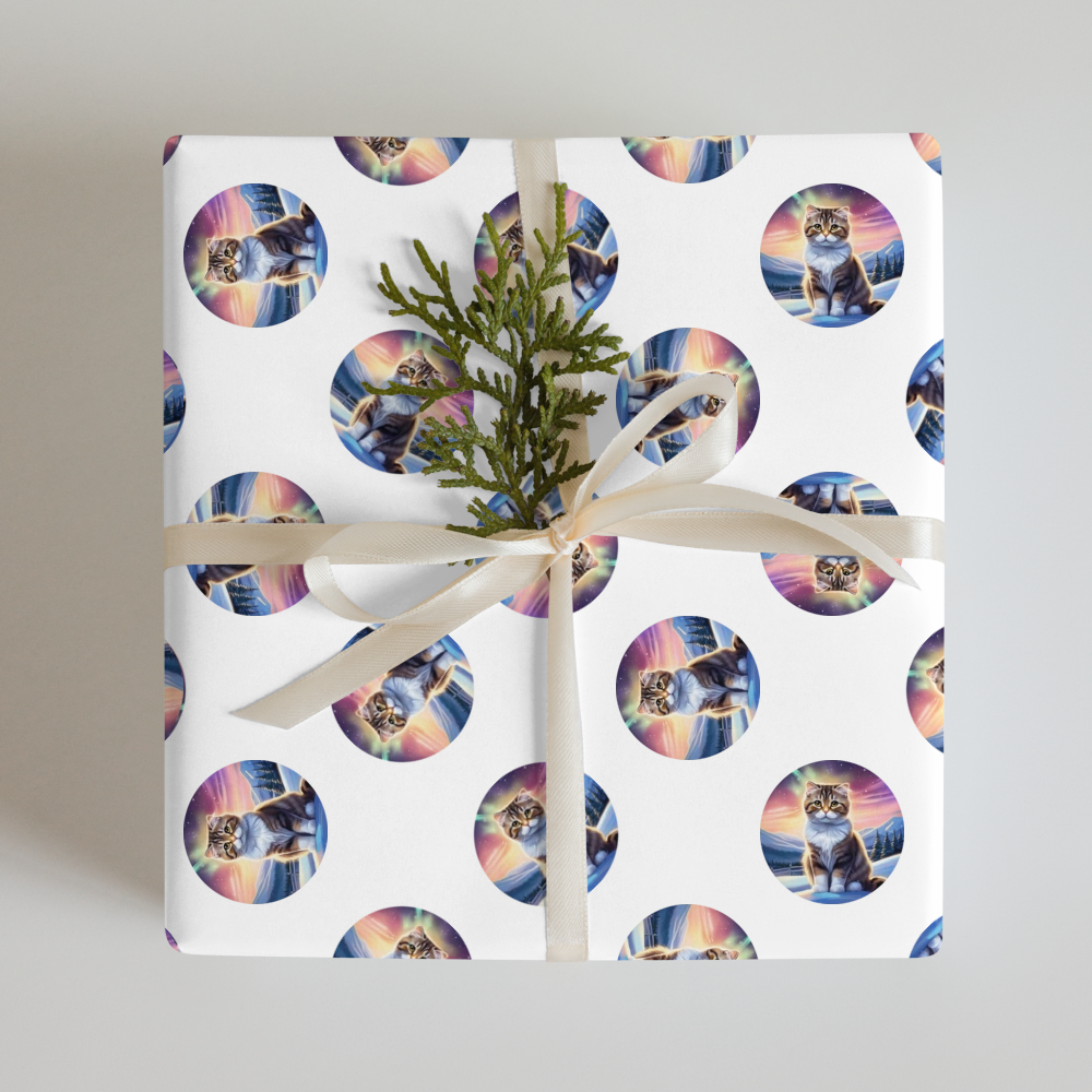 PugMug Custom Tabby Scottish Fold Cat Wrapping Paper