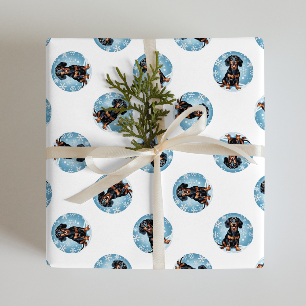 PugMug Custom Black Dachshund Wrapping Paper