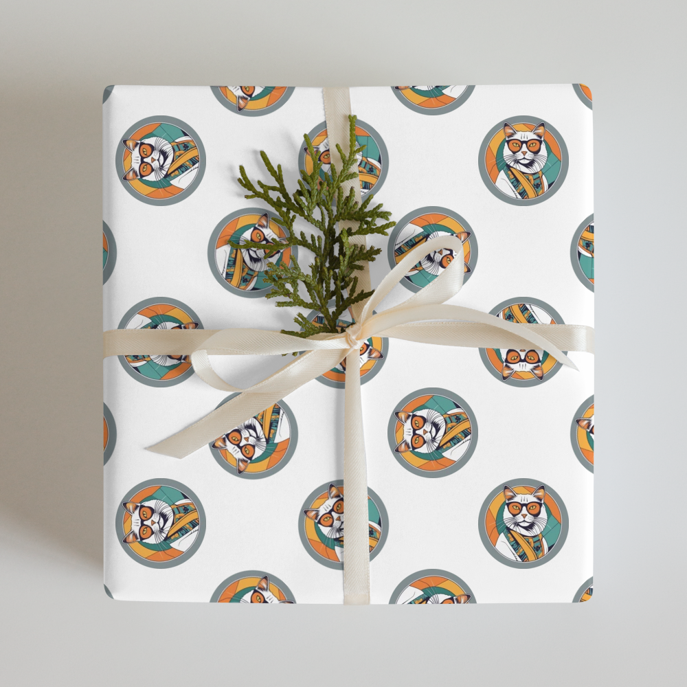 PugMug Custom White Companion Cat Wrapping Paper