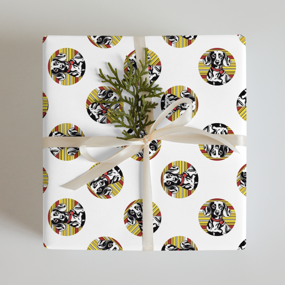 PugMug Custom Black Dachshund Wrapping Paper
