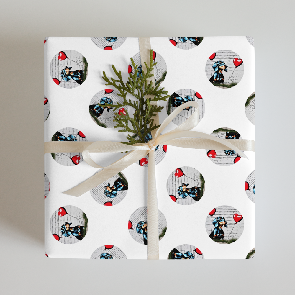 PugMug Custom Black Dachshund Wrapping Paper