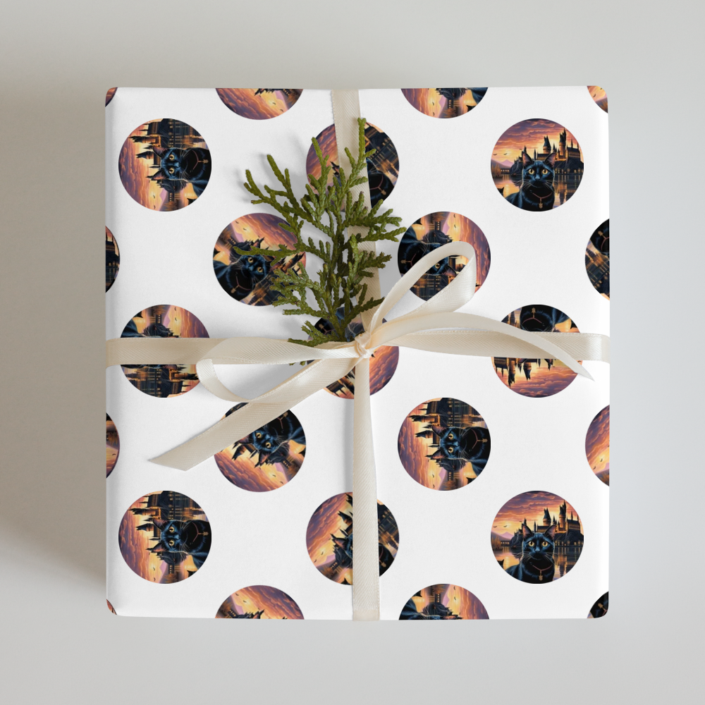 PugMug Custom Black Companion Cat Wrapping Paper