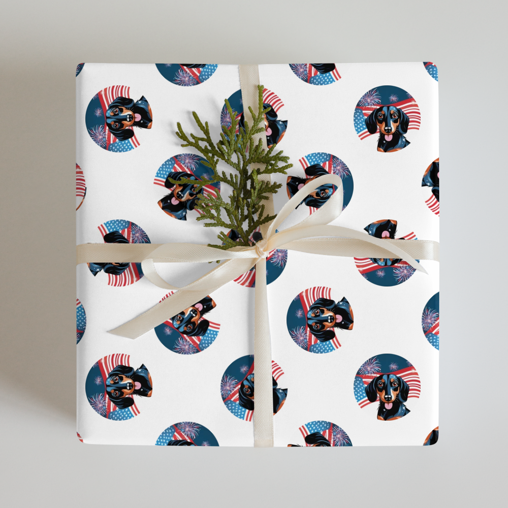 PugMug Custom Black Dachshund Wrapping Paper