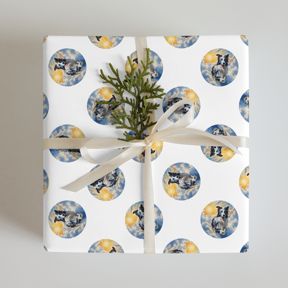 PugMug Custom Blue Merle Border Collie Wrapping Paper