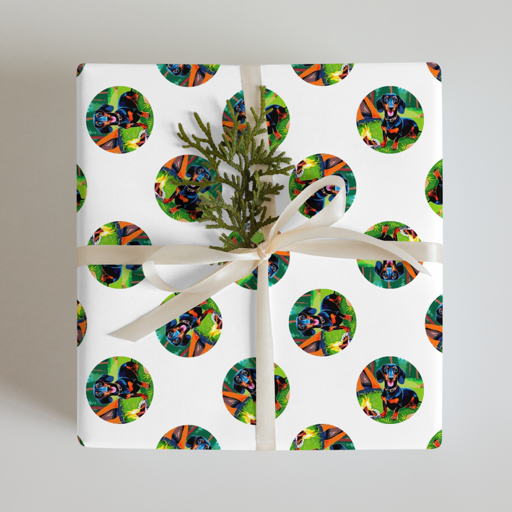 PugMug Custom Black Dachshund Wrapping Paper