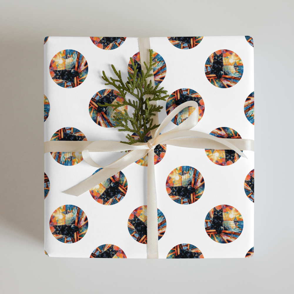 PugMug Custom Black Companion Cat Wrapping Paper