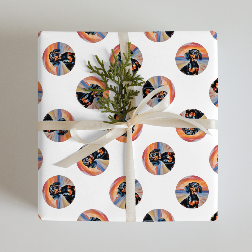 PugMug Custom Black Dachshund Wrapping Paper
