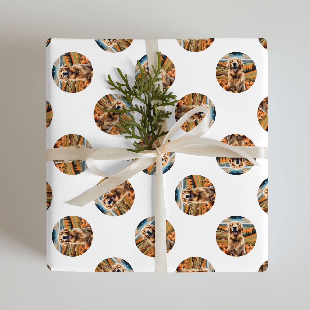 PugMug Custom Golden Retriever Wrapping Paper