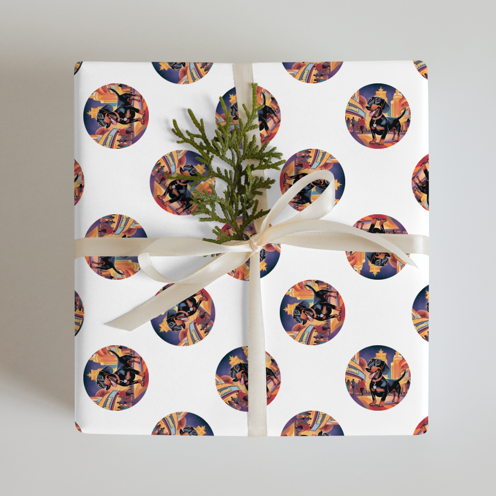 PugMug Custom Black Dachshund Wrapping Paper