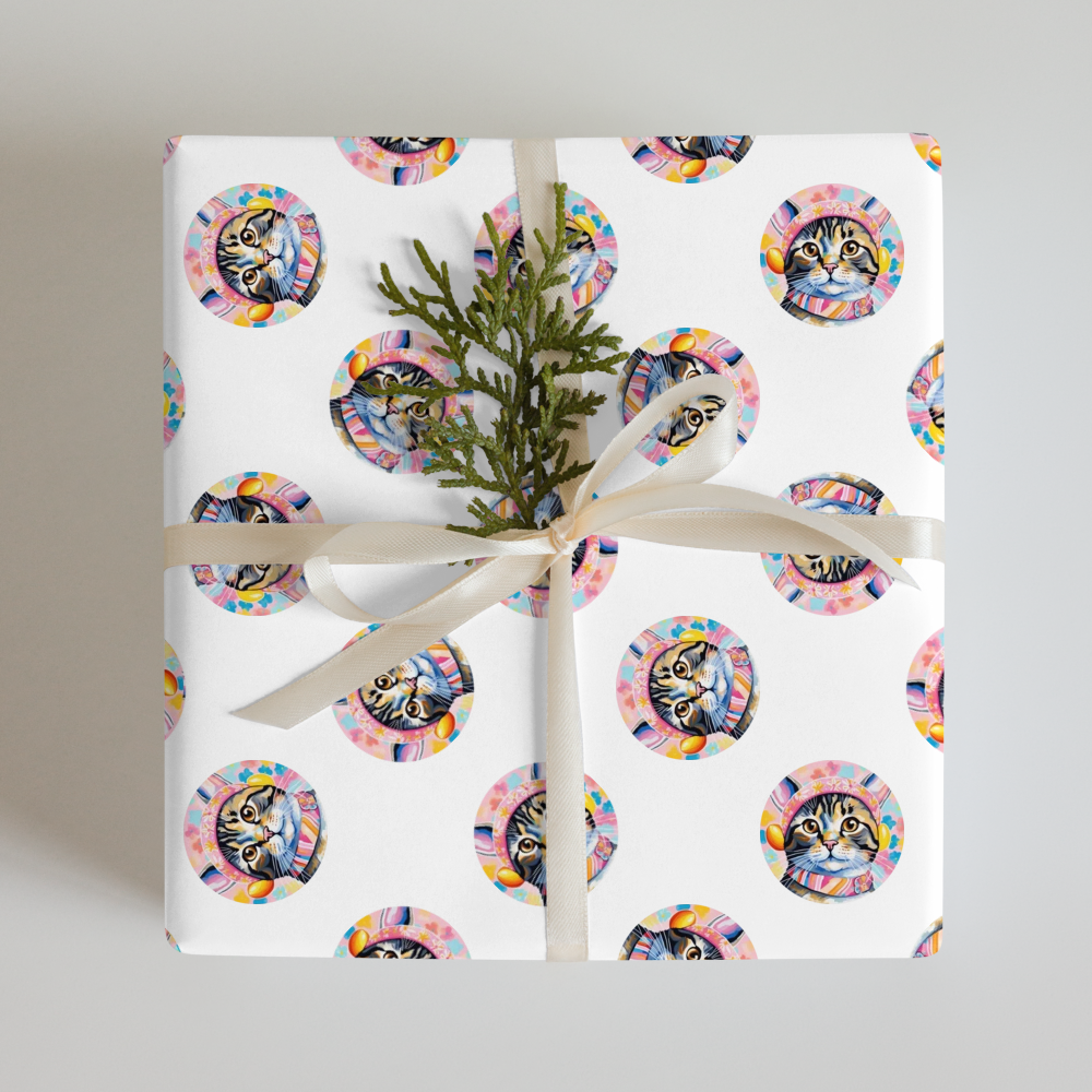 PugMug Custom Tabby Scottish Fold Cat Wrapping Paper