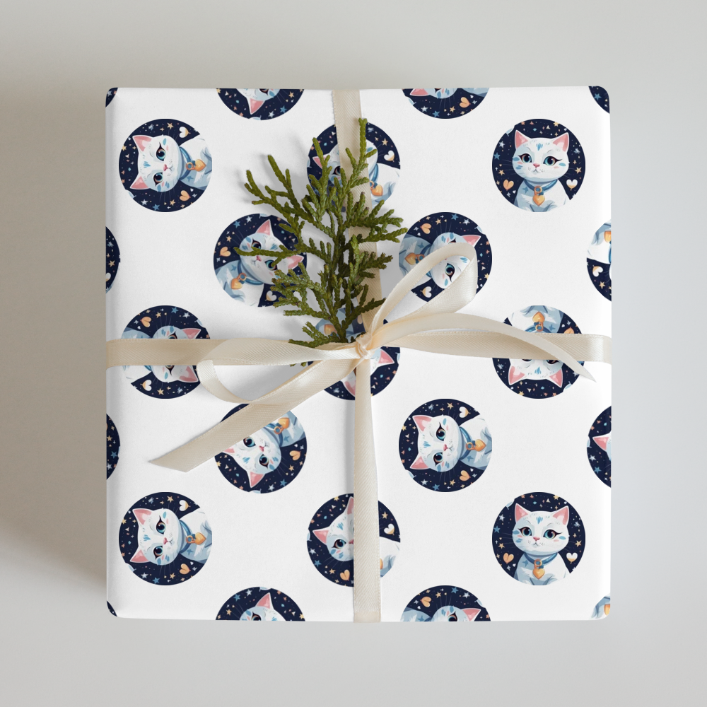 PugMug Custom White Companion Cat Wrapping Paper