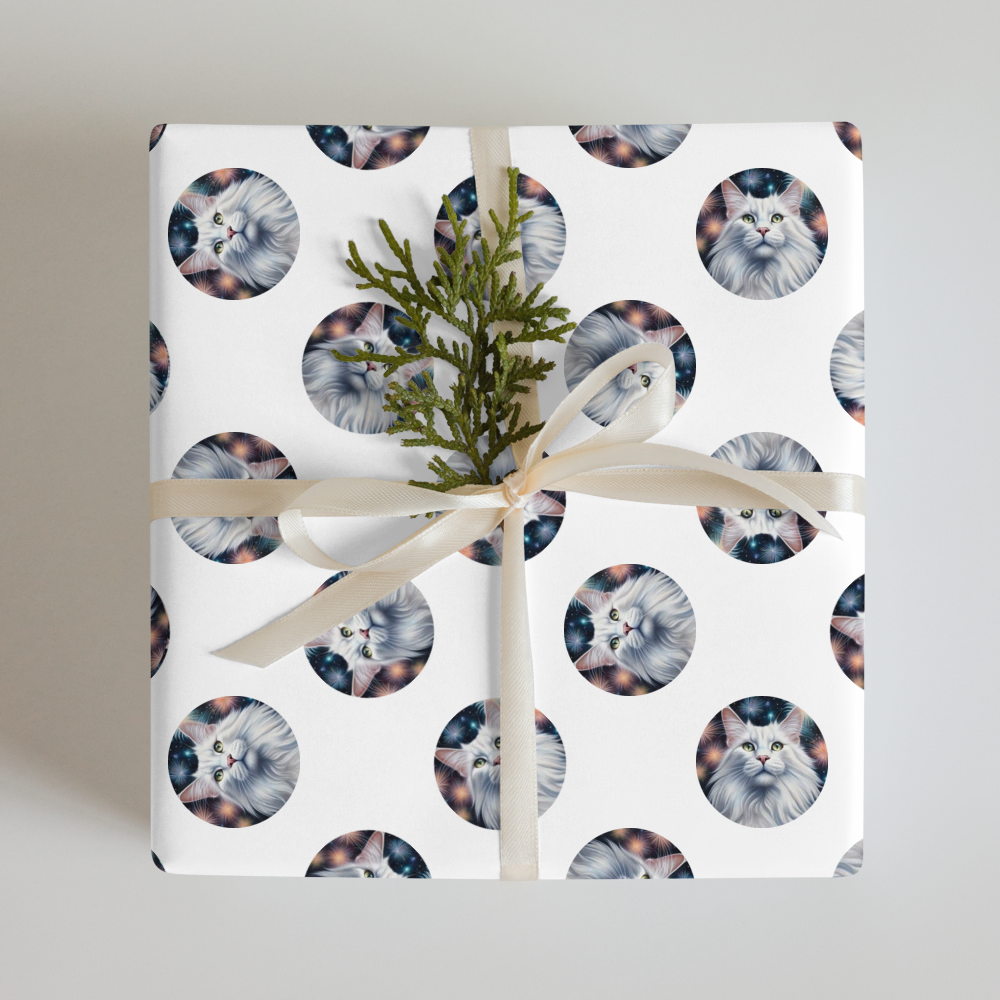 PugMug Custom White Maine Coon Cat Wrapping Paper