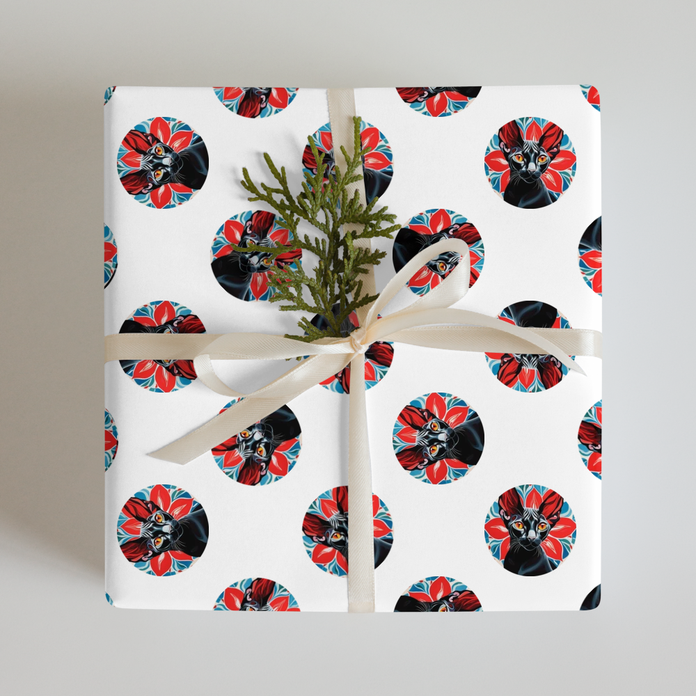 PugMug Custom Black Sphynx Cat Wrapping Paper