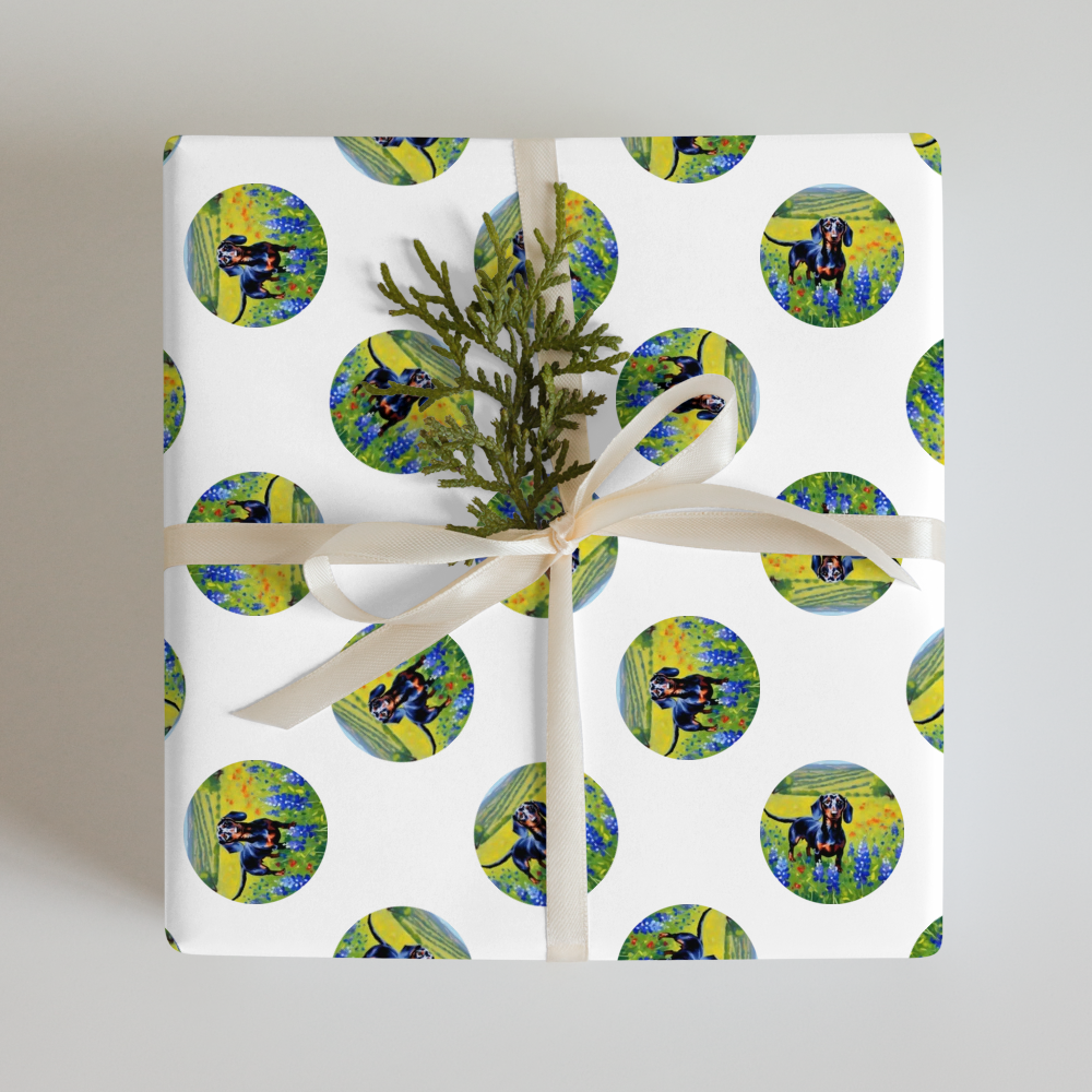 PugMug Custom Black Dachshund Wrapping Paper