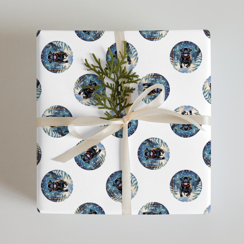 PugMug Custom Black Pug Wrapping Paper