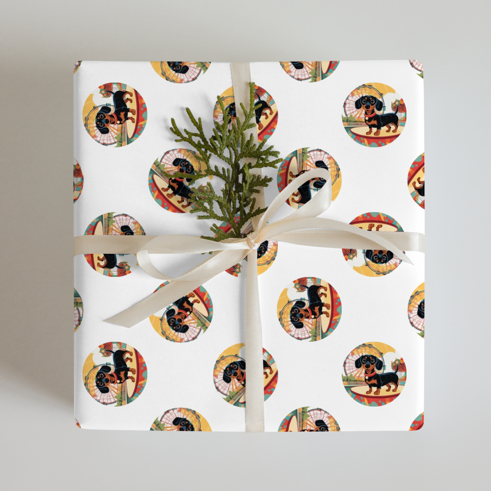 PugMug Custom Black Dachshund Wrapping Paper