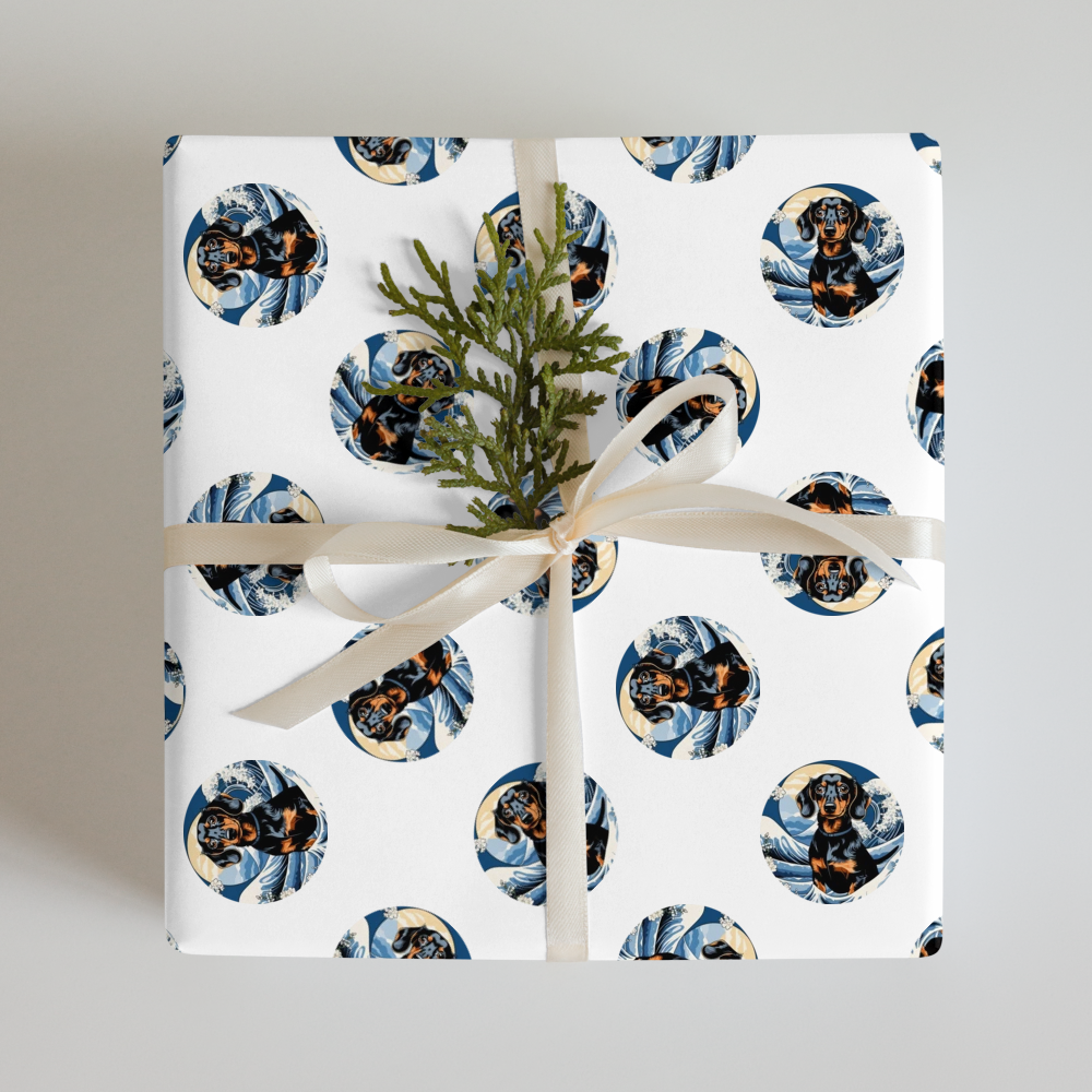 PugMug Custom Black Dachshund Wrapping Paper