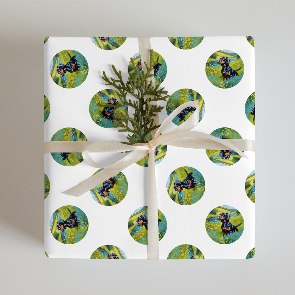 PugMug Custom Black Dachshund Wrapping Paper